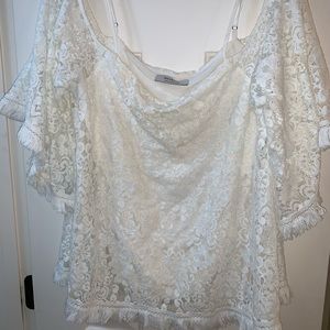 Bailey 44 Cold Shoukder Lace Top White Size 10